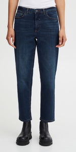 ICHI TWIGGY RAVEN Cropped Jeans in Dark Blue