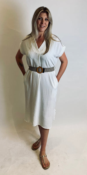 Elegant V belted Dress - TheSecretCloset.Boutique